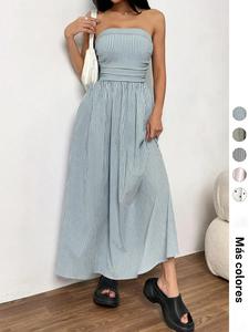 Vestido tipo tubo a rayas para mujer, vestido sin mangas casual para verano, ropa de moda para uso diario