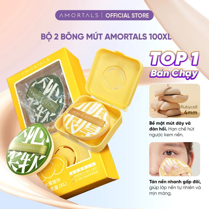 《AMORTALS》Set Bông Mút Trang Điểm Amortals 100 Bông Mút Tán Nền Mềm Mịn Chống Hút Kem Cố Định Lớp Nền Đàn Hồi Cao Mút Đánh Cushion Tiện Dụng Dễ Dùng Không Kén Da Chuẩn Makeup Artist Phù Hợp Học Sinh Người Mới Makeup Kèm Cọ Hoặc Hộp Đựng - BBS