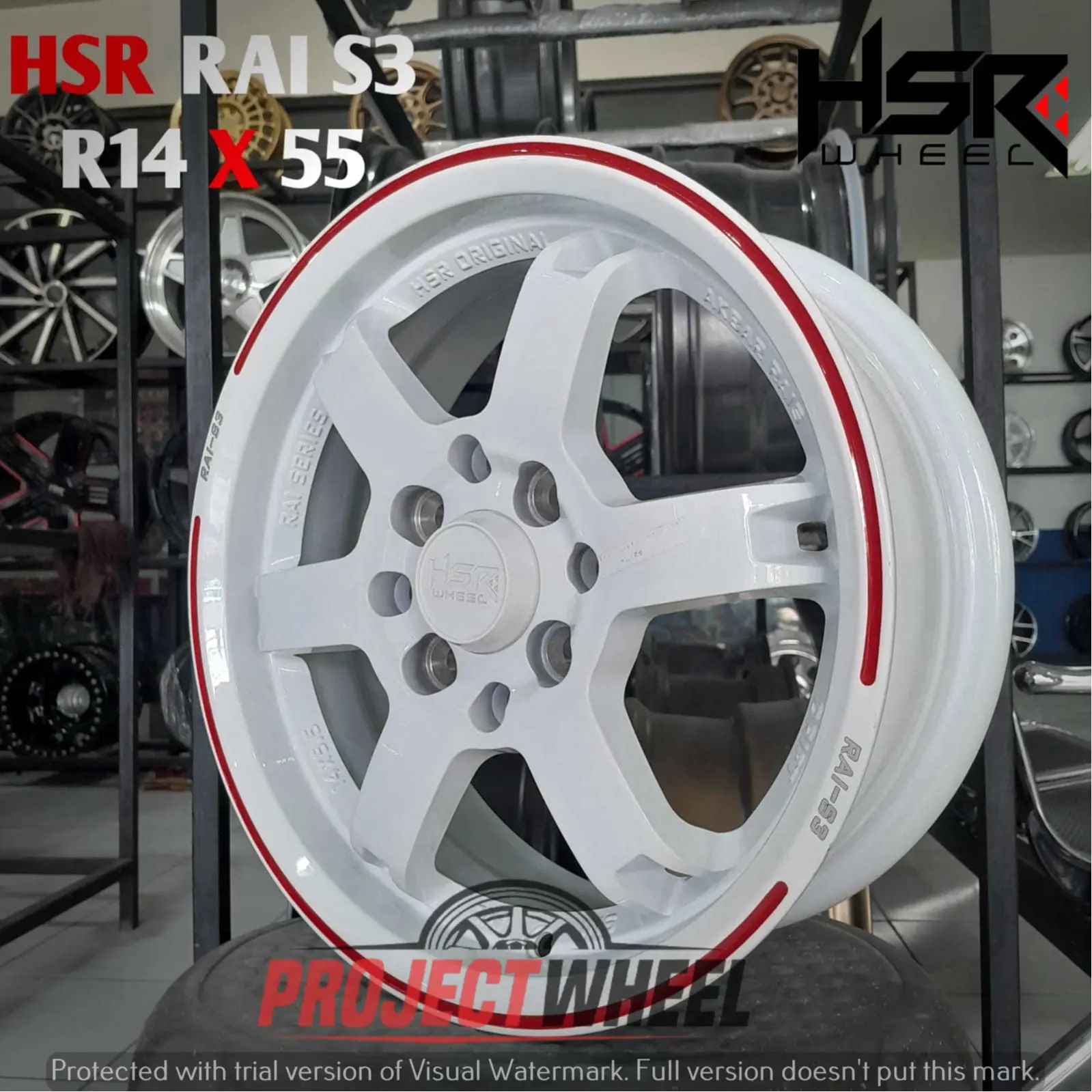 VELG RACING RAI-S3 HSR R14X55 H8X100-114,3 ET36 GW/RR	UNTUK MOBIL AIR EV CALYA BRIO AGYA SIGRA AYLA