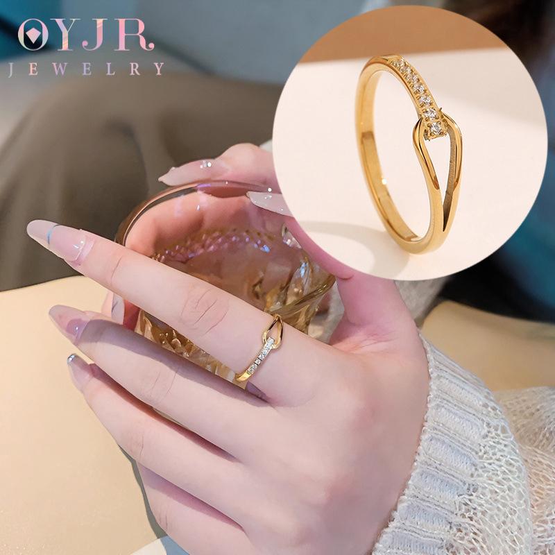 OYJR Nhẫn Titan Không Gỉ Nhẫn Cặp Đôi, Thiết Kế Lỗ Thời Thượng, Nhẫn Đeo Ngón Trỏ Thanh Lịch, Quà Tặng Ý Nghĩa