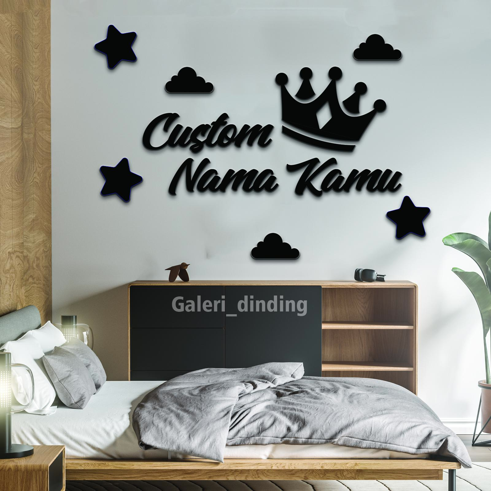 Hiasan Dinding Custom Nama Ukir Kayu Bentuk Mahkota | Dekorasi Kamar Tidur Anak Aesthetic Walldecor
