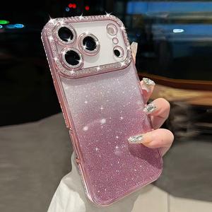 高級感 ダイヤモンドエッジ iPhoneケース、グラデーションデザイン、レンズフルカバー、耐衝撃仕様、iPhone 17 Pro Max / 16 / 15 / 14 / 13 / 12 Pro対応
