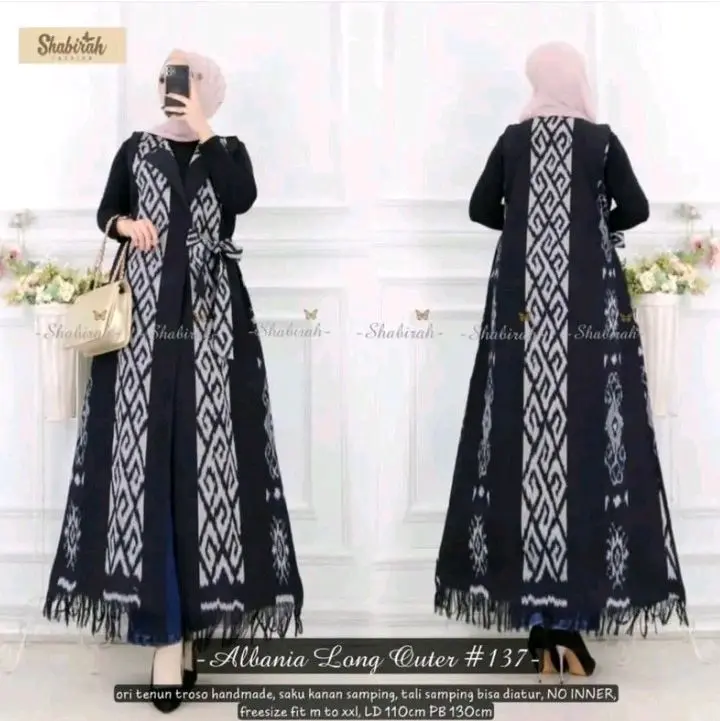 Long Outer Tenun Casual Ethnic- Cardigan Style