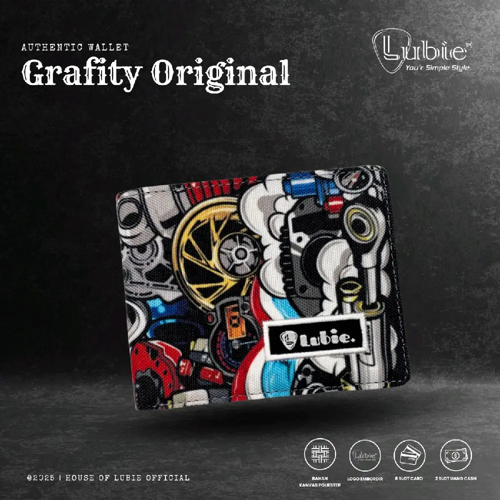 LUBIE Dompet lipat kanvas  cowok premium | Graffity  | Dompet kartu | Dompet Uang