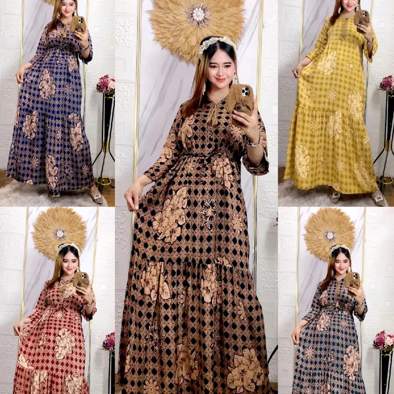 gamis rayon | gamis susun canda motif Bunga Casual Cantik Formal Motif Santai 3