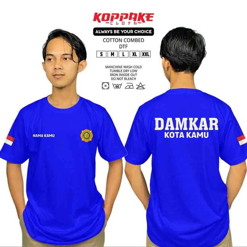 Kaos Pemadam Kebakaran DAMKAR Gratis Nama dan Kota Kamu Lengan Pendek Baju Distro 3