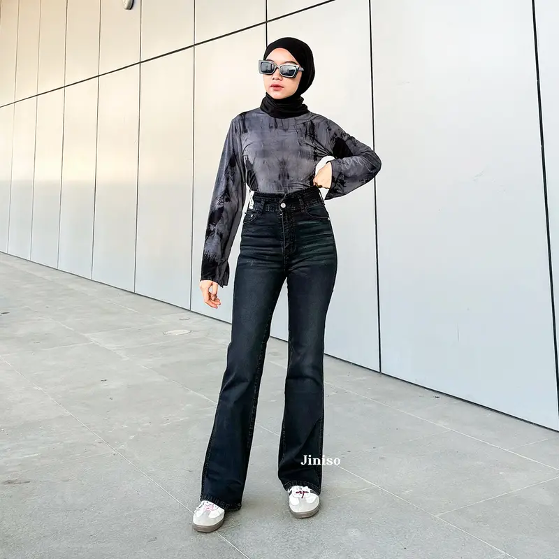 JINISO HANGOUT - 617 Ultra Cutbray Stretch Highwaist Celana Jeans Wanita 4