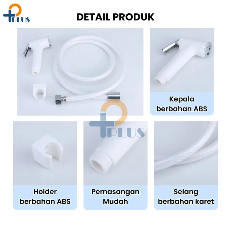PPLUS Flusso Jet Shower Toilet / Jet Washer Bidet Cebok Kloset Closet WC / Spray Bidet Cebok Kloset Closet WC Murah 1,2 Meter Putih & Hitam 4
