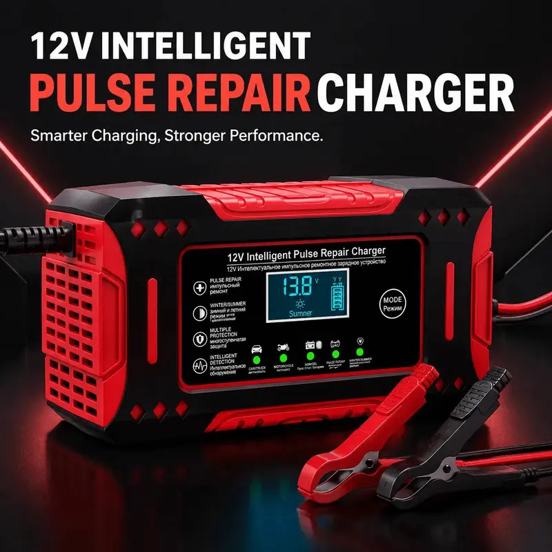 Cargador Inteligente 12V 6A Reparador de Baterías por Pulso, Carga Rápida con Pantalla Digital, Ajuste Automático Invierno-Verano, Protección Total para Auto, Moto, SUV, ATV y RV, Fácil Operación 110-220V - Foto 8