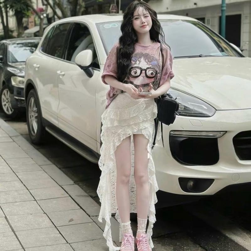 Chân Váy Ren Dài Vạt Chéo Tua Rua Cá Tính - Mặc Đi Chơi Đi Biển !