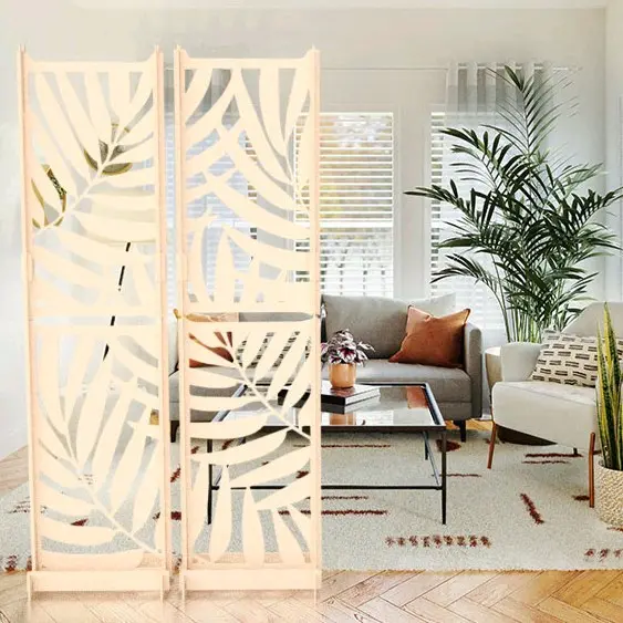 Sekat Pembatas Ruangan Lasercut Tropical Palm Leaf Kayu Aesthetic 0
