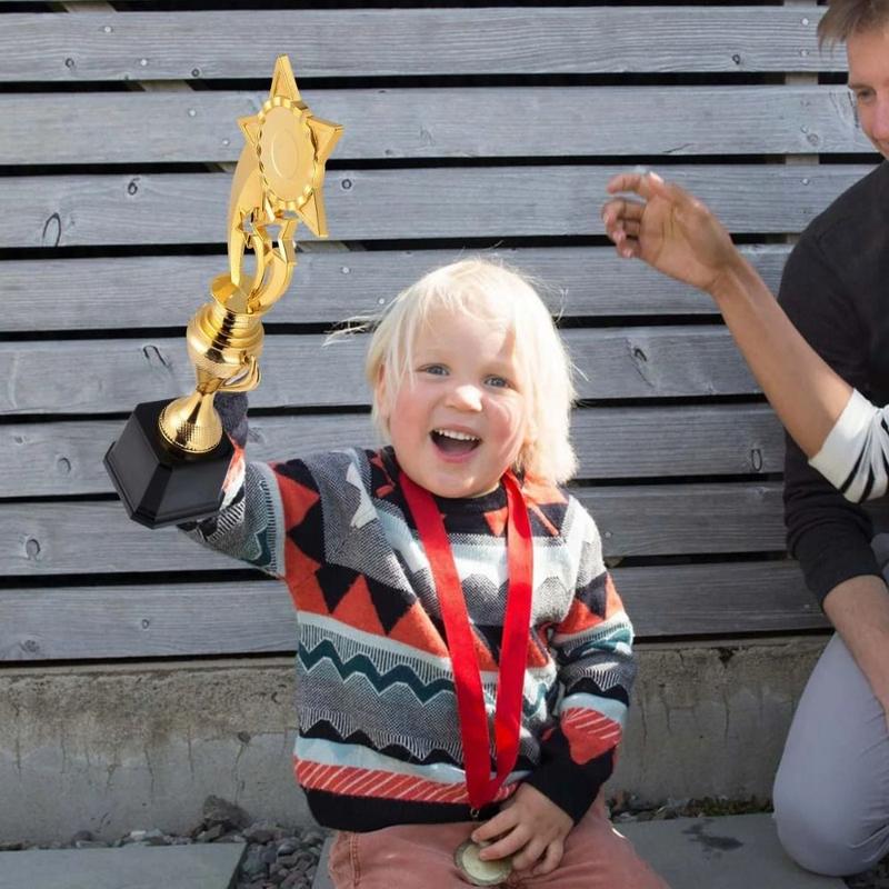 New Golden Plating Award Trophy Stars Plastic Reward Prize Cup Souvenir Competition Sports Game Winner Award Trophy Toy Kindergarten Kids Gift 6