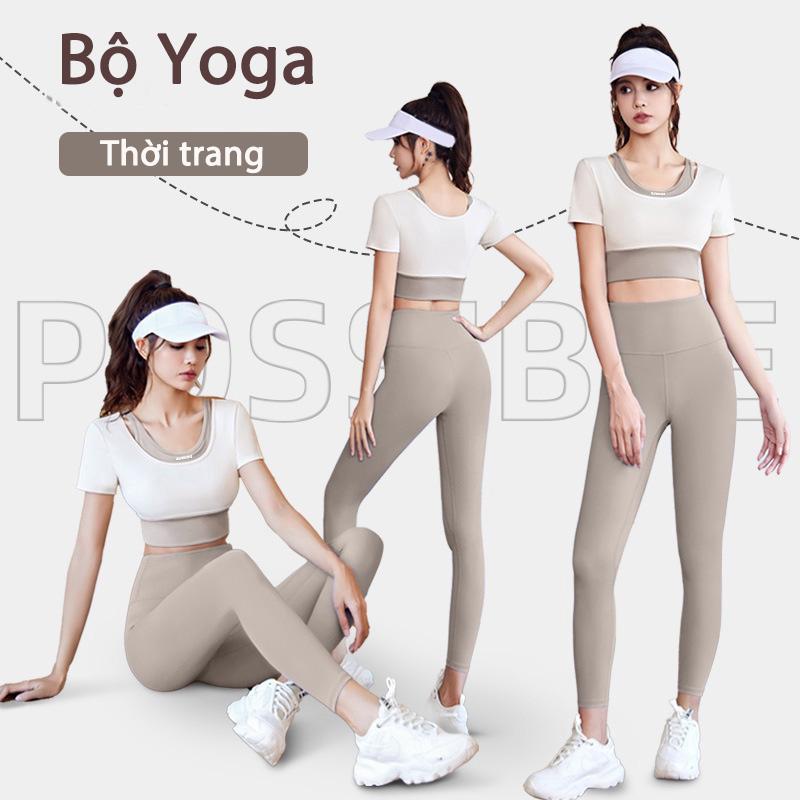 Bộ Đồ Tập Yoga Giả Hai Mảnh Tay Ngắn Phong Cách Mới Nhanh Khô Pilate Chuyên Nghiệp Nữ