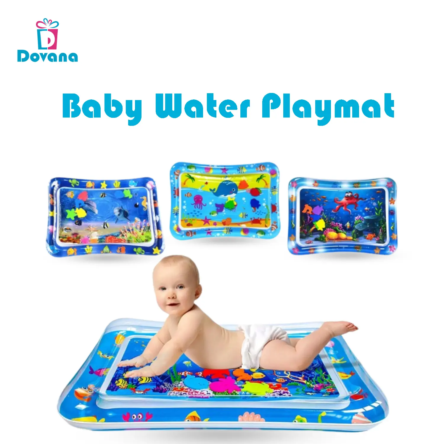 Dovana Matras Air Bayi Mainan Edukasi Sensorik Bayi Baby Water Playmat Tummy Time Playmat Kolam Tikar Bayi Playmate