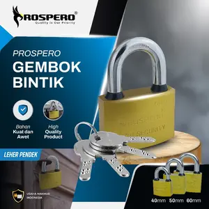 Gembok Bintik Prospero Komputer Key Kuning Gembok Anti Maling Anti Rust Leher Panjang dan Pendek 40,50,60 mm