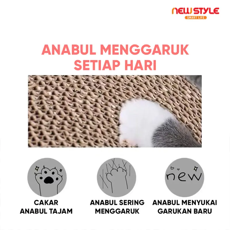 Papan Garuk Kucing Anjing Anabul Multifungsi M11 dengan Desain Bulat Cekung dan Tempat Istirahat/Tidur Kucing 5