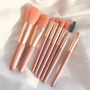 8 pcs Brush Makeup Kuas Make Up Set Bulu Sintetis Brush Mini Travel