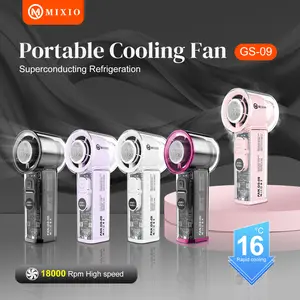 MIXIO GS-09 Transparant AC Cooling Fan Portable High Speed Kipas Angin Turbo Portable 18000Rpm Es Pendingin 5000Mah
