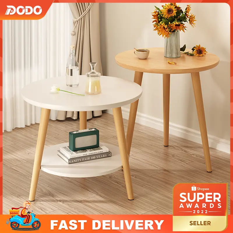 9.9RM!!DODO Round Table MejaShape Coffee Tea Simple Mini Living Room Small Wood Table Corner Nordic Sofa Kopu Side Table Furniture