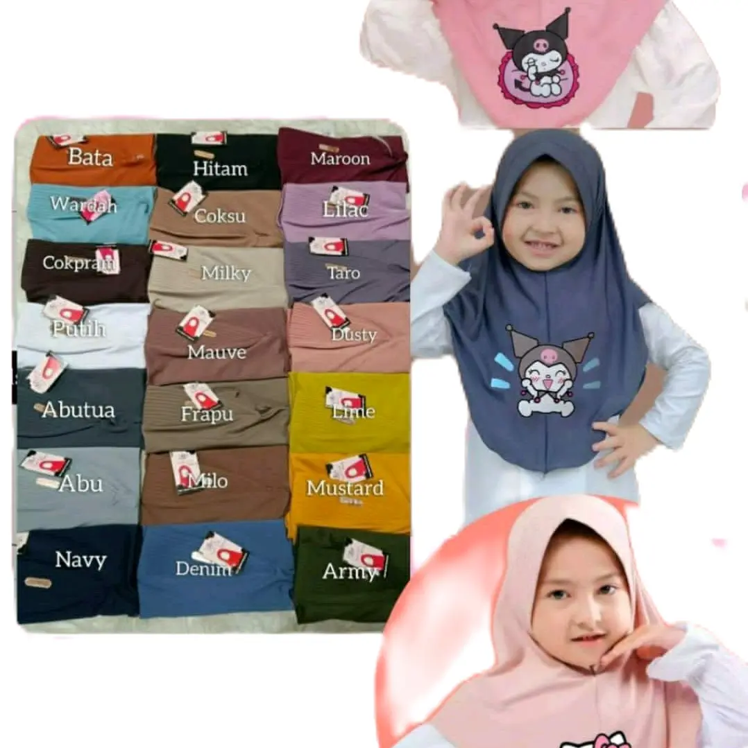 JILBAB ANAK KUROMI HIJAB BERGO KUROMI CINAMOROL drape instant Muslim Kerudung Khimar Anak
