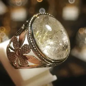 BATU KECUBUNG kinyang SERAT EMAS ring size 7,5