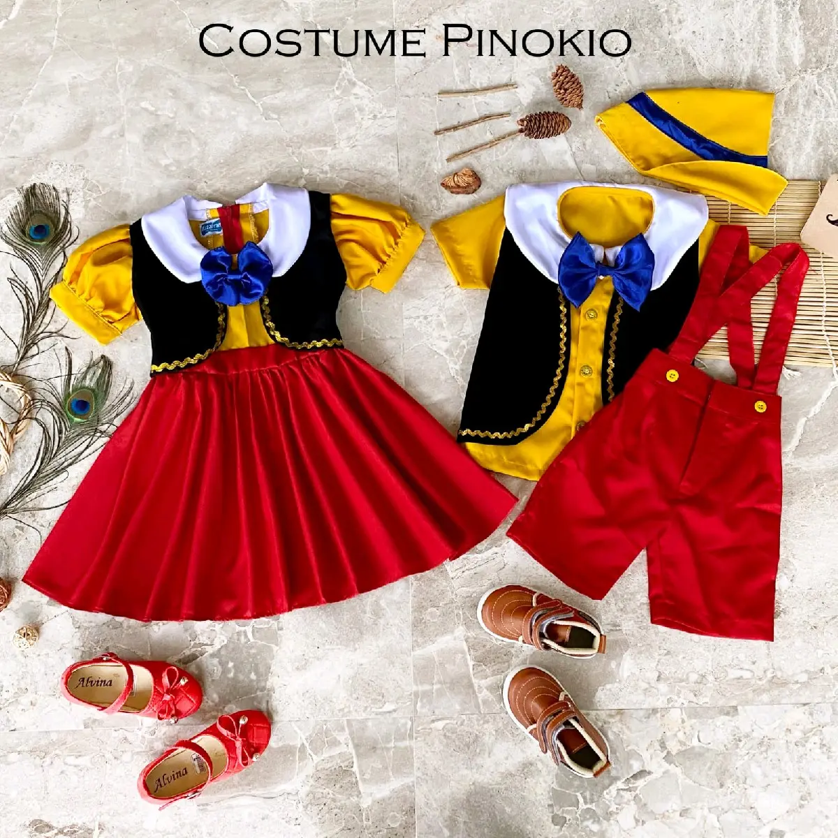 KOSTUM PINOKIO NEWBORN/BAYI/ANAK/SETELAN PINOKIO COWOK/DRES PINOKIO ANAK/KOSTUM PHOTOSHOOT ANAK/KOSTUM COSPLAY ANAK Fashion Perempuan