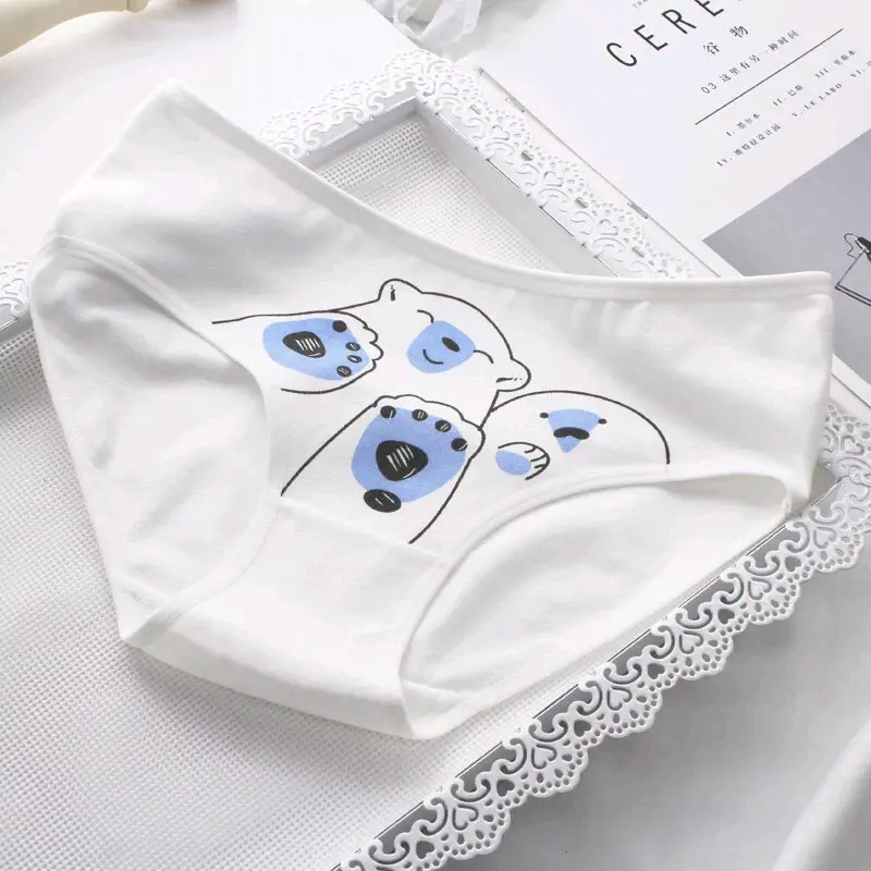 12Pcs CD CS040 Celana Dalam Wanita Katun Motif Bear Soft Blue 2