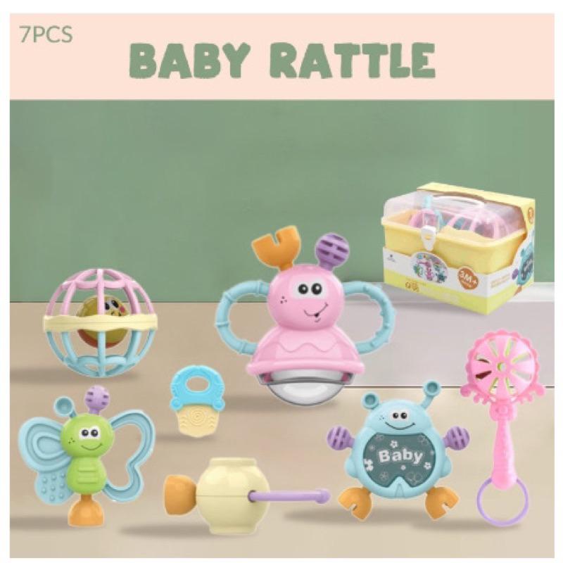 Baby Teether Rattle Teething 7PC Kit Mainan Gigitan Bayi Gigitan Bayi Teether Mainan Bayi 6 Bulan L324