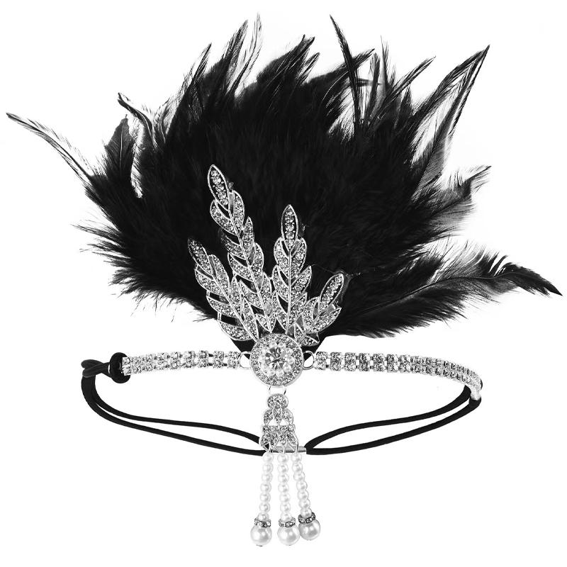 Headpiece Bulu Gatsby Sequin Pesta / Flapper Gatsby Bulu Hijab Pesta 0