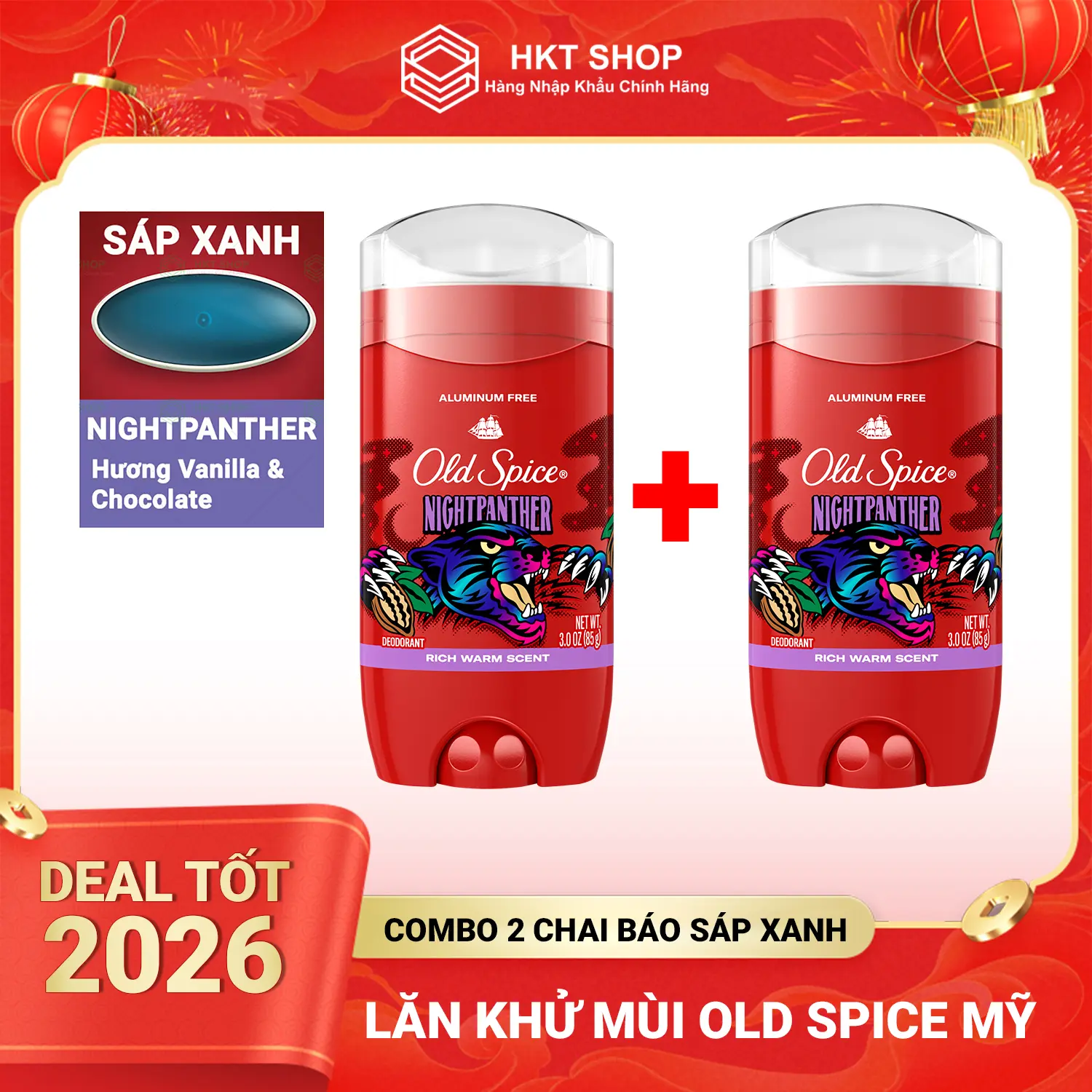 Combo 2 chai Nightpanther sáp xanh 85g