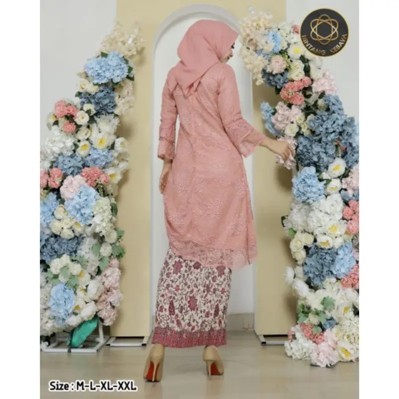( COD ) Kebaya Tunik Serut Brukat Full Bordir 100% realpict mewah / Tunik serut renda brukat balon model baju bodo lakbu lengan lonceng serut / Set Kebaya Tradisional / Kebaya Kondangan / Kebaya Pesta / Tunik Serut / Renda / Bridesmaid 6