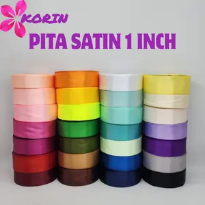 PITA SATIN 1 INCH (2.5 CM) / PITA SATIN WARNA / 20 YARDS PER-ROLL Biru Hijau