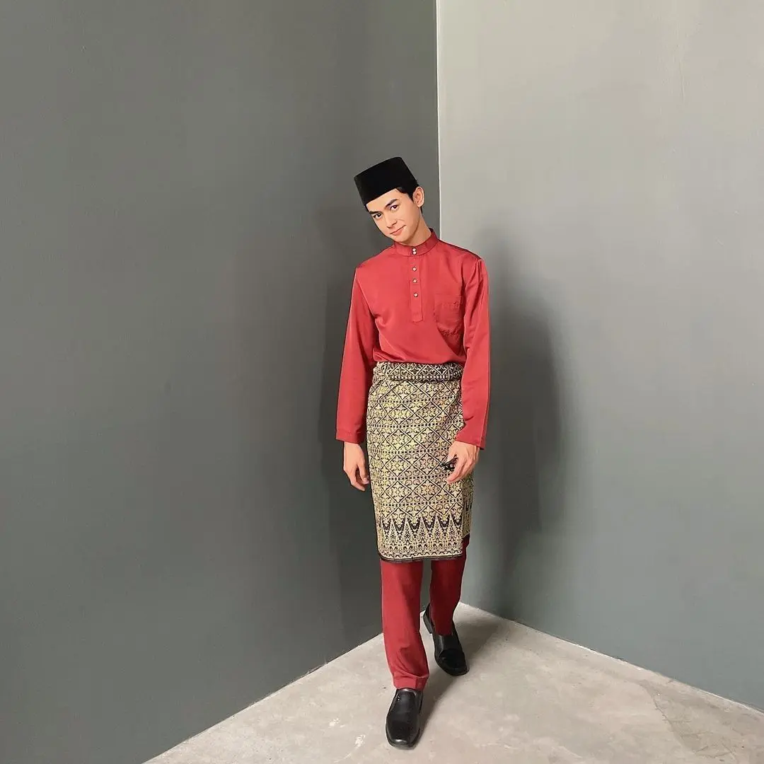 Set Baju Celana Teluk Belanga Pria Melayu Cekak Musang Kurung Setelan Pakaian Adat Malaysia Riau Koko Muslim Satin Velvet Premium Murah Meriah Dewasa
