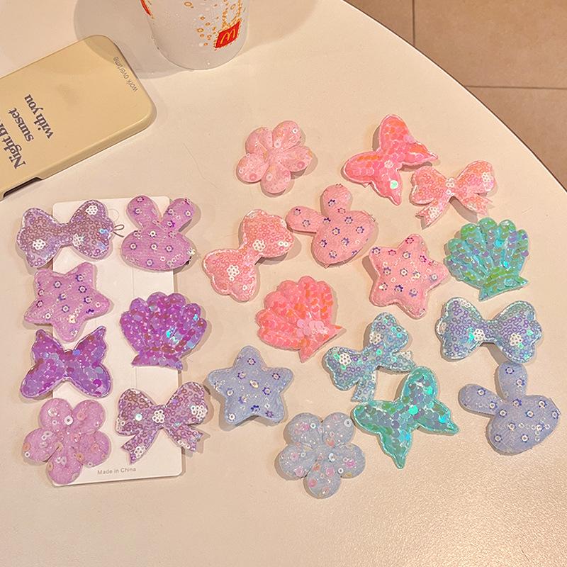 Kẹp Tóc Trẻ Em, Nơ Kim Sa, Thiết Kế Vỏ Hoa Rừng, Phong Cách Công Chúa, 7 Cái / Bộ, Màu Pastel, Kẹp Tóc Trẻ Em, Phụ Kiện Tóc 3