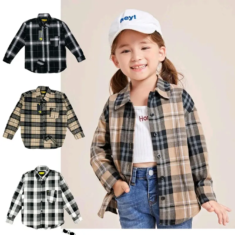 Motif Best seller Atasan kemeja anak bahan katun flanel untuk usia 3-13 Fashion 0