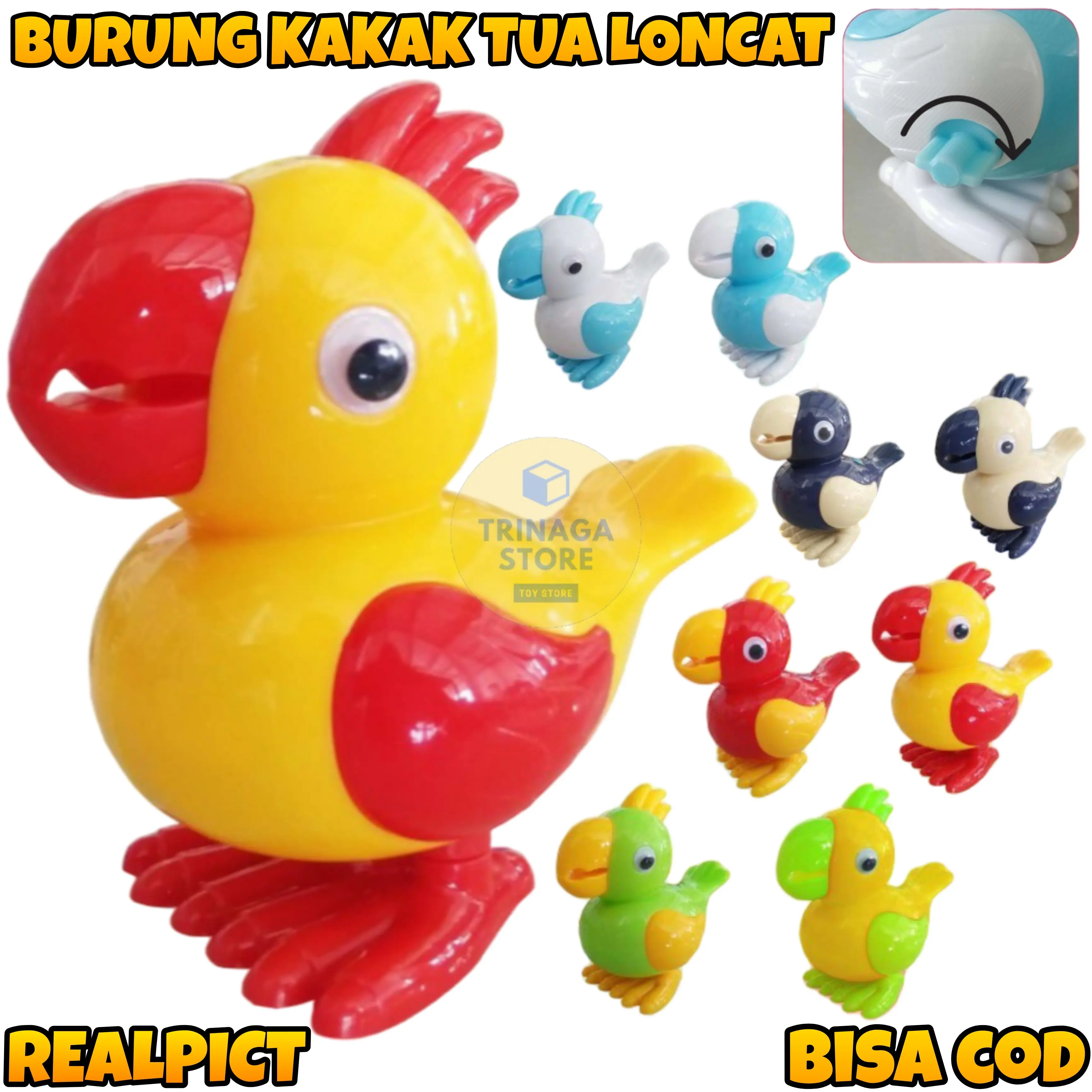 ( BISA COD ) PROMO Mainan Anak Burung Kakaktua Putar Jalan / Mainan Anak Burung Loncat / Mainan Anak Laki Laki / Mainan Anak Perempuan SNI