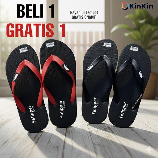 KinKin Sandal Jepit Pria Felipper Classic - Beli 1 Bonus 1 Sandal Kekinian Ringan & Simpel Bayar Di Tempat Gratis Ongkir Sendal jepit fleksibel xs