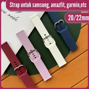 22mm / 20 mm Silikon plain Strap untuk samsung watch silikon tali pengganti garmin watch / Huawei watch GT 2 3 4 / amazfit