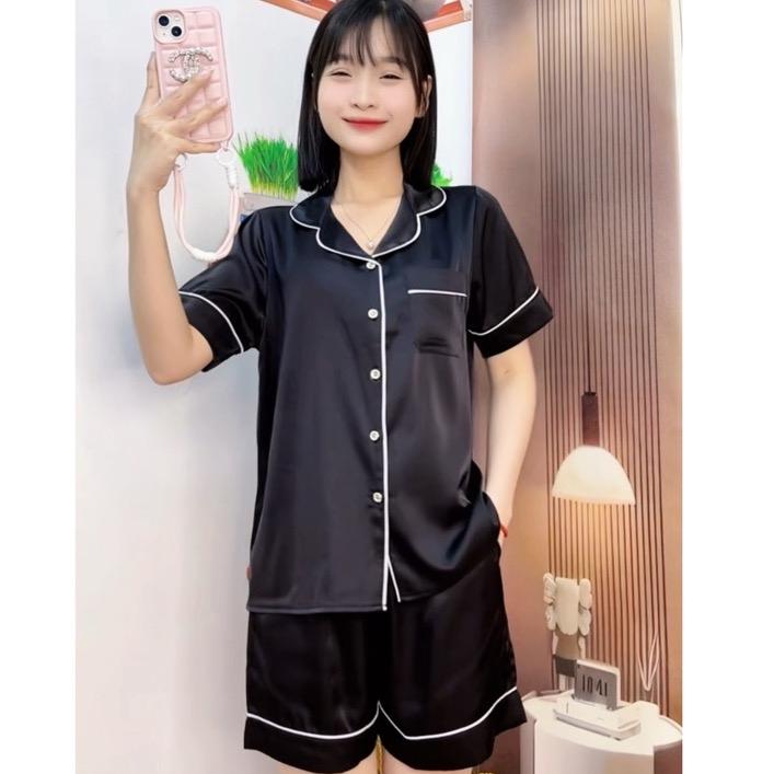 bộ lụa Latin ĐÙI Màu Viền mặc nhà pijama nữ tay ngắn quần đùi in now nhiều mẫu lựa chọn - Xưởng May Thanh Thảo Nhung Quần Ngủ Nhung Quần Ngủ