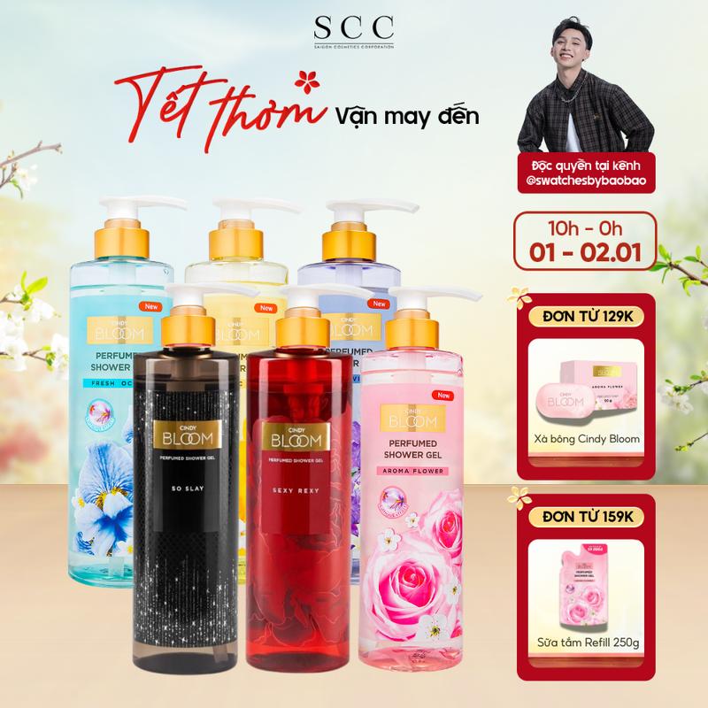   DUY NHẤT 1.1-2.1  Sữa Tắm Nước Hoa CINDY BLOOM Hương Thơm Ngọt Ngào Nữ Tính Làm Sạch Dịu Nhẹ Chai 640g 