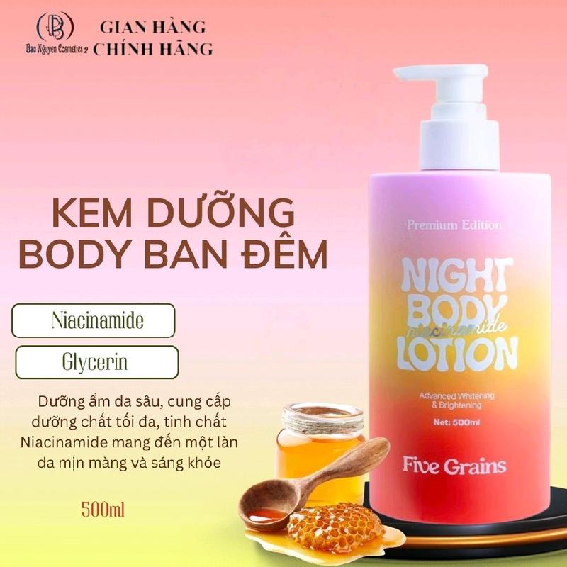 kem dưỡng giúp dưỡng ẩm dưỡng trắng da body ban đêm 500ml Five Grains…