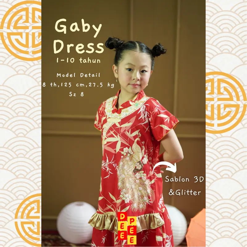 Gaby dress red bamboo 1-6 tahun terusan imlek anak perempuan deepeekids 2