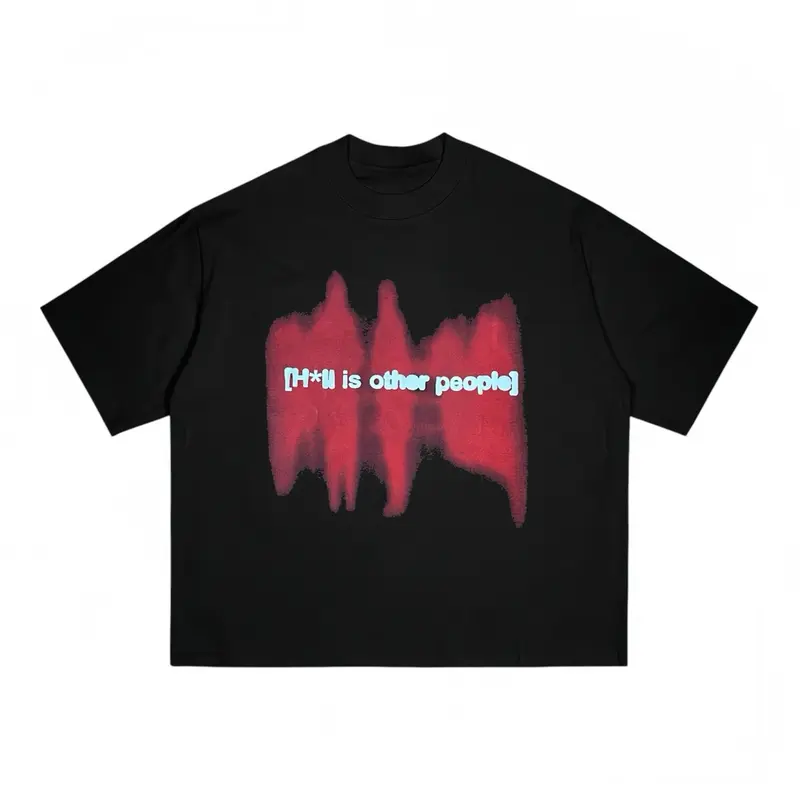 Kaos Boxy Fit Oversize T-shirt Pria dan Wanita Baju Lengan Pendek Cotton Combed 20s Hitam Sablon Atasan Distro Skena Keren Santai Oblong 1