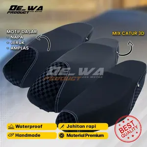 kulit jok motor terbaru model dua jahitan/jahit samping motif AMPLAS, NAPA, JERUK mix CATUR 3D Motorcycle