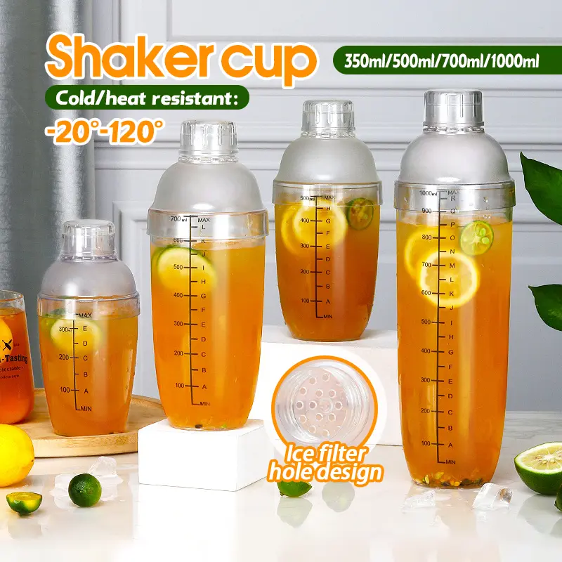Steady Sip Cocktail Bartender Shaker 350ml/500ml/700ml/1000ml Cocktail Shaker With Scale Mixer For Drink Coffee