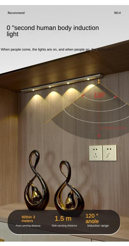 Product Introduction of 120/100/80/60/40/30/20cm 3 Colors Remote Type-C Smart Motion Sensor LED Light Strip Bedroom Wardrobe Lights Smart Infrared 26