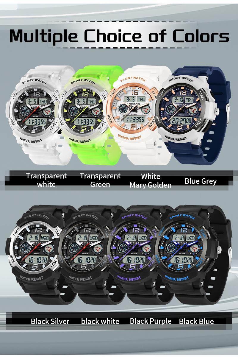 Product Introduction of SS24 Sanda 6188 Men's Fitness Outdoor Sports Watch Student Fashion Sports Waterproof Watch, Electronic Watch 20