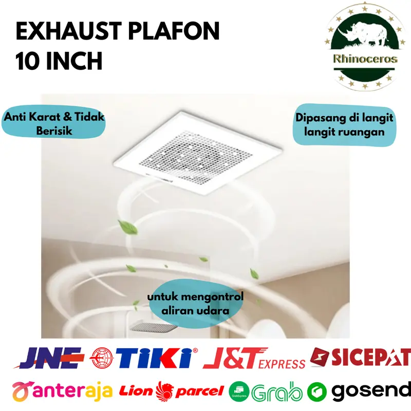 Exhaust Fan Plafon 10 Inchi Kipas Plafon Blower Hexos Kamar Mandi Dapur Angin Hisap Isap Asap 3