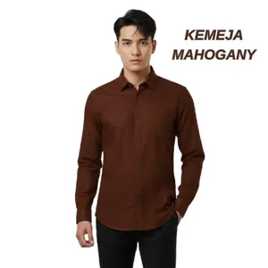 Kemeja Mahogany Lengan Panjang Katun Sigaret Slim Fit Bahan Adem Dan Nyaman Baju Hitam Navy Burgundy Putih