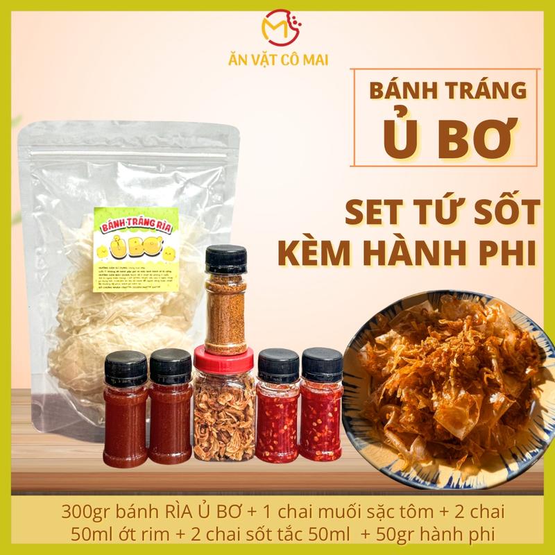 Set Bánh Tráng Ủ BƠ TỨ SỐT Muối Sặc Tôm Cô Mai, Đồ Ăn Vặt